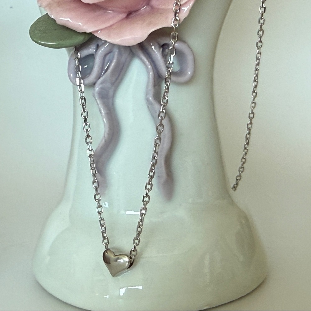 Petite Bubble Heart Sterling Charm with 16"-18" Chain.  925. So sweet.